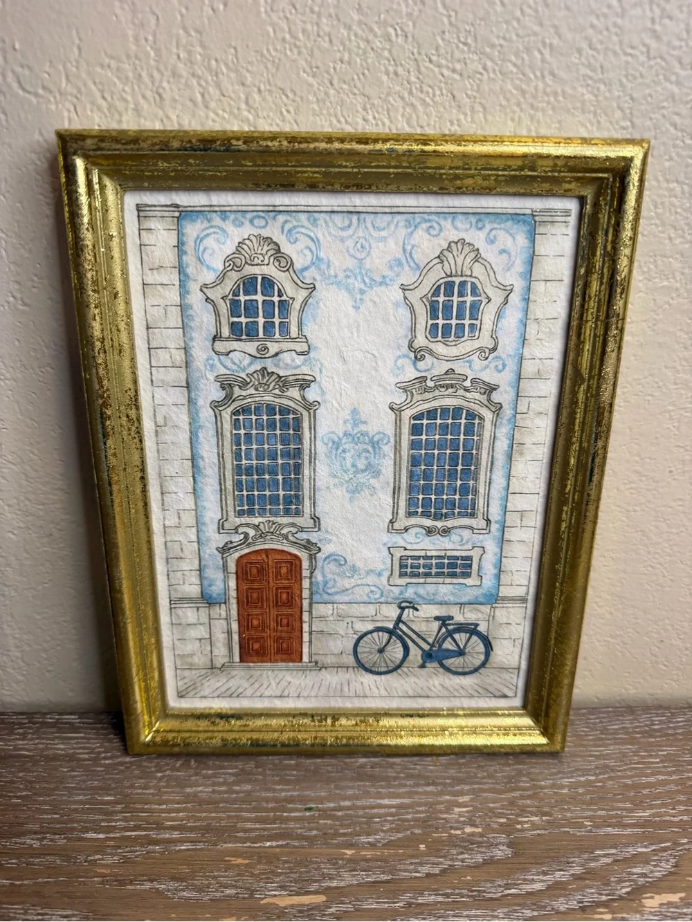 NWT Target Bullseye Gold Framed European Building Wall Art Vintage Style Decor